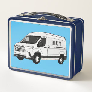 Delivery van cartoon illustration metal lunch box
