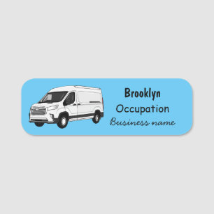 Delivery van cartoon illustration name tag