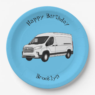 Delivery van cartoon illustration paper plate