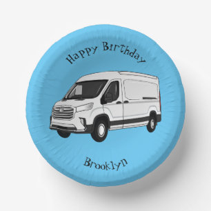 Delivery van cartoon illustration paper plate