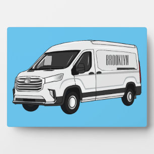 Delivery van cartoon illustration plaque