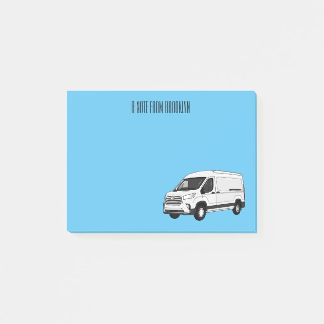 Delivery van cartoon illustration post-it notes (Front)