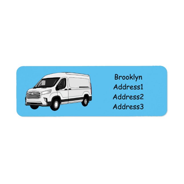 Delivery van cartoon illustration return address label (Front)