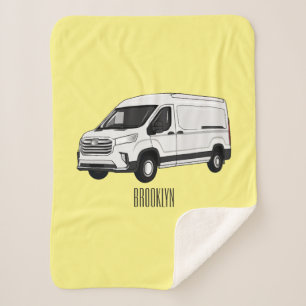 Delivery van cartoon illustration sherpa blanket