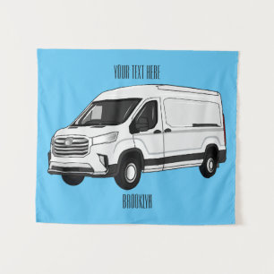 Delivery van cartoon illustration tapestry