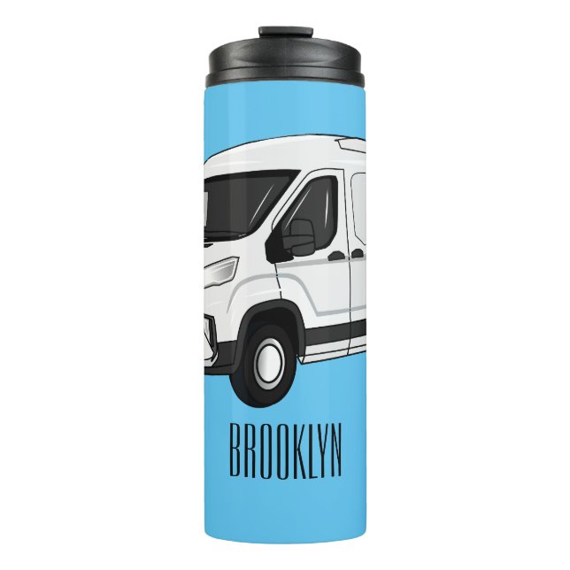 Delivery van cartoon illustration thermal tumbler (Front)