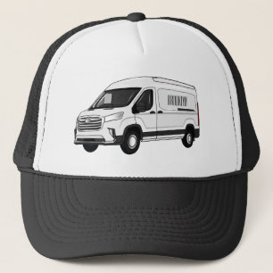 Delivery van cartoon illustration trucker hat