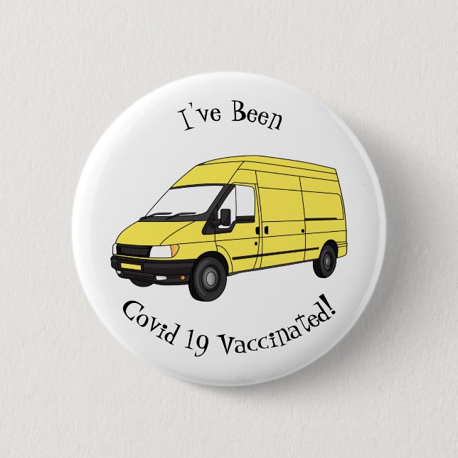 Delivery van illustration 6 cm round badge (Front)