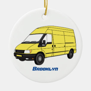 Delivery van illustration ceramic ornament
