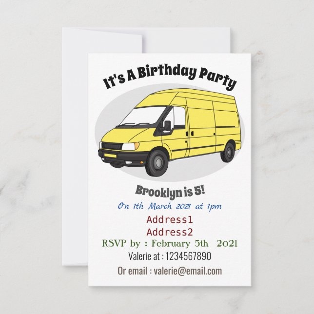 Delivery van illustration invitation (Front)
