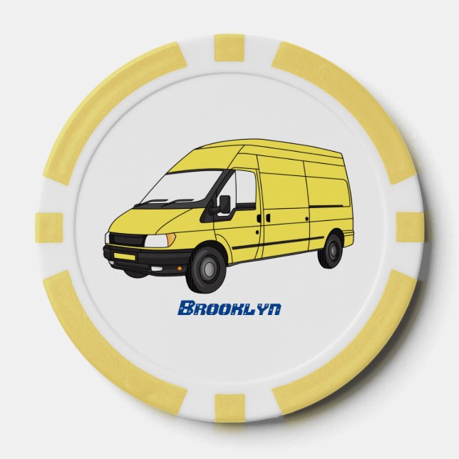 Delivery van illustration poker chips (Front)