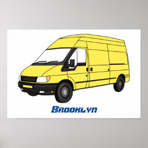 Delivery van illustration poster