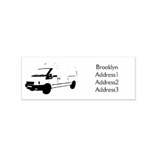 Delivery van illustration rubber stamp