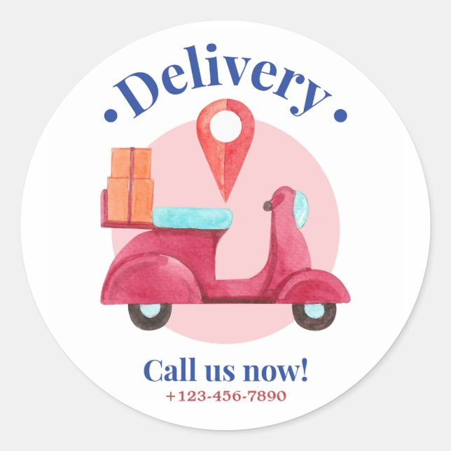Delivery Watercolor Classic Round Sticker (Front)