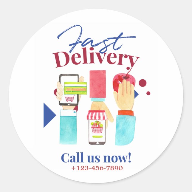 Delivery Watercolor Classic Round Sticker (Front)