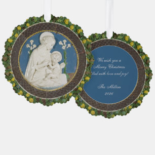 Della Robbia Virgin of the Lilies Fruits Christmas Tree Decoration Card