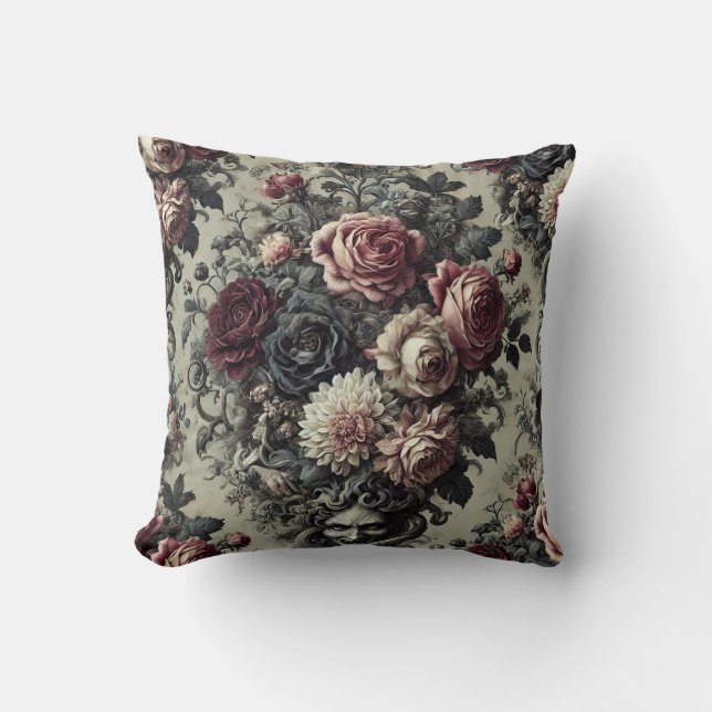 🩸 Dellamorte Dellamore – Gothic Floral Design Cushion (Front)