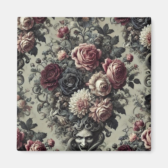 🩸 Dellamorte Dellamore – Gothic Floral Design Magnet (Front)