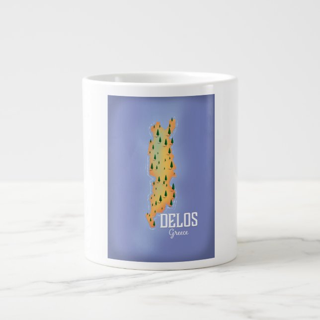 Delos Greece Map travel poster Large Coffee Mug (Front)