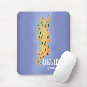 Delos Greece Map travel poster Mouse Pad