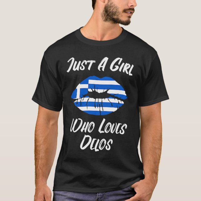Delos Lips Mouth Love Greek Flag T-Shirt (Front)
