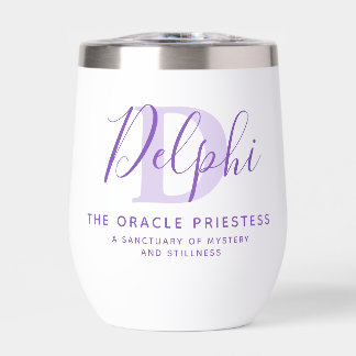 Delphi name meaning and monogram purple text