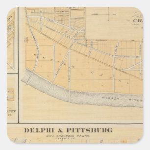 Delphi & Pittsburg with suburban towns Square Sticker