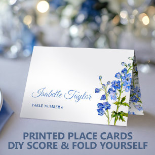 Delphinium blue floral wedding custom place table number