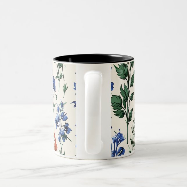 Delphinium flowers design, Botanical Elegance Two-Tone Coffee Mug (Handle)