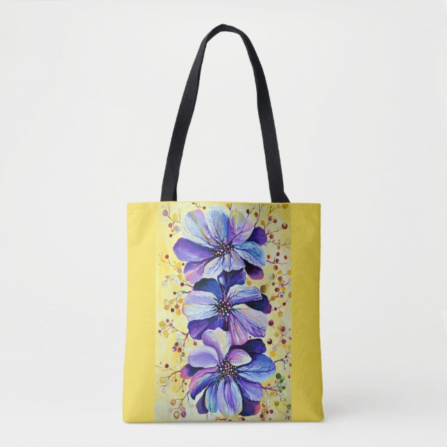 Delphinium  flowers painting tote bag (Front)