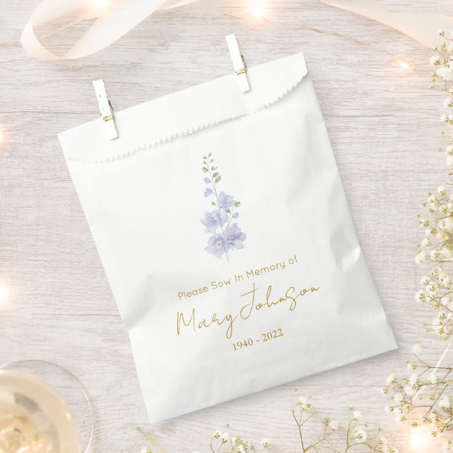 Delphinium | Simple Seed packet Funeral  Favour Bag (Clipped)
