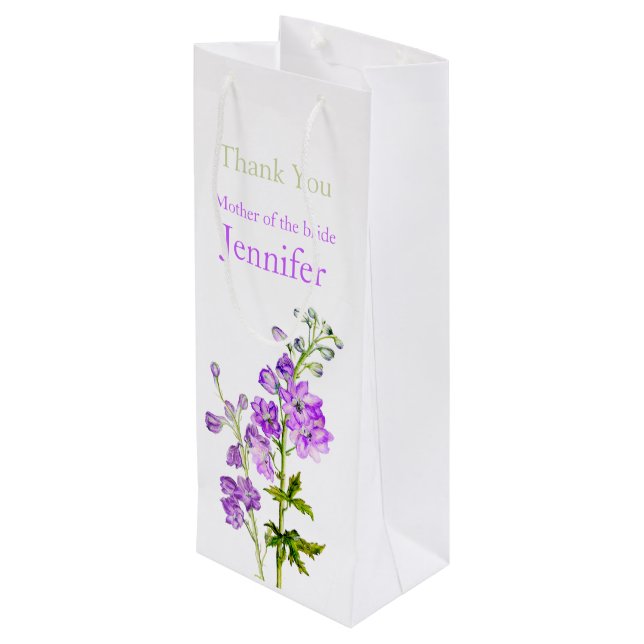 Delphinium wedding mother of the bride favour bag (Back Angled)