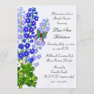 Delphiniums Floral Bridal Shower Invitation