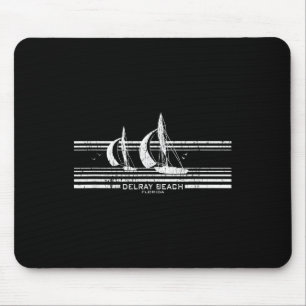Delray Beach Fl Sailboat Vintage 70s Graphic Tee Mouse Pad