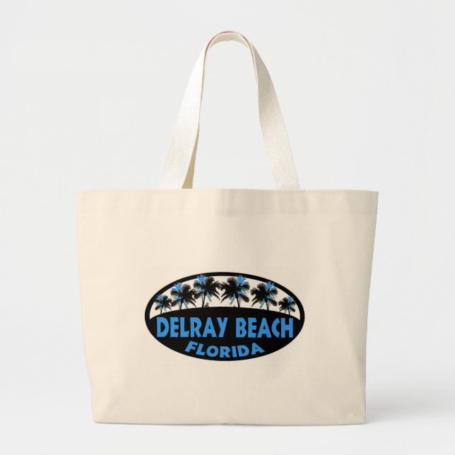 Delray Beach Florida blue black palms Large Tote Bag (Front)