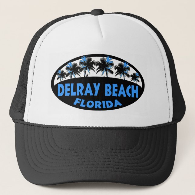 Delray Beach Florida blue black palms Trucker Hat (Front)