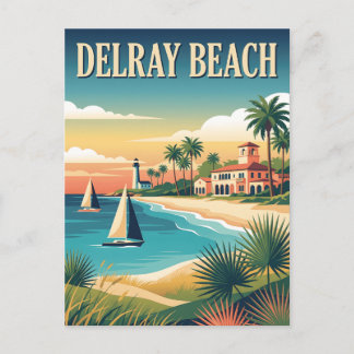 Delray Beach Florida Coastal Vintage Poster Postcard