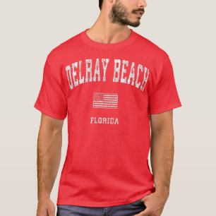 Delray Beach Florida FL  Vintage American Flag  T-Shirt