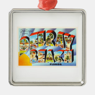Delray Beach Florida FL Vintage Travel Souvenir Metal Ornament