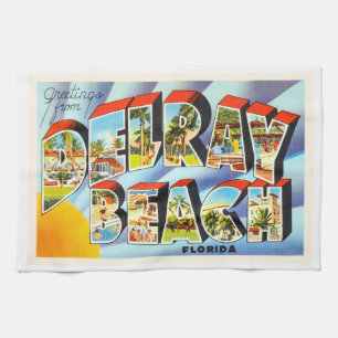 Delray Beach Florida FL Vintage Travel Souvenir Tea Towel