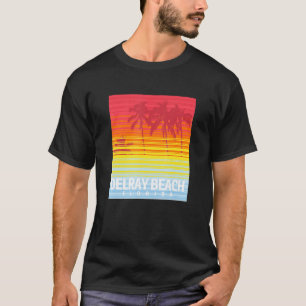 Delray Beach Florida Retro Sunset Palm Trees T-Shirt