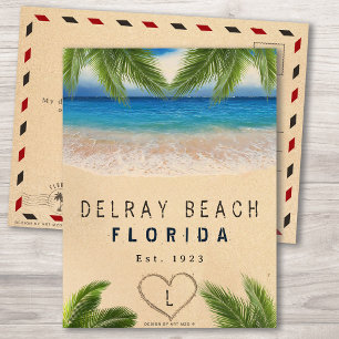 Delray Beach Florida Sand Tropical Palm Leaves Postcard