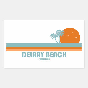 Delray Beach Florida Sun Palm Trees Rectangular Sticker
