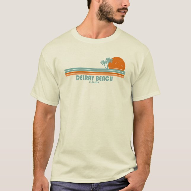 Delray Beach Florida Sun Palm Trees T-Shirt (Front)