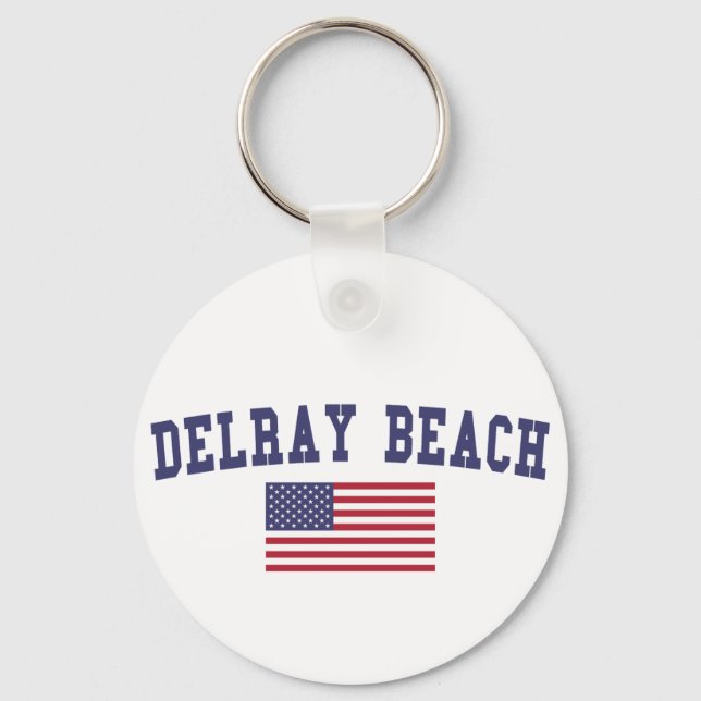 Delray Beach US Flag Key Ring (Front)