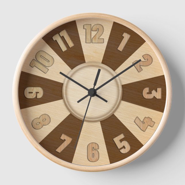 Delta Clock, 3D Wood Carved Wall Décor Clock (Front)