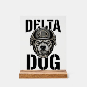 Delta Dog Bulldog Helmet Vintage Engraving Design_ Acrylic Sign