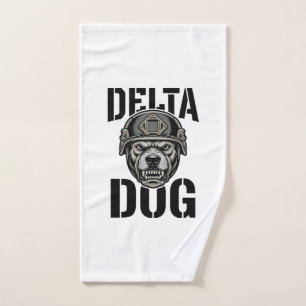 Delta Dog Bulldog Helmet Vintage Engraving Design_ Hand Towel
