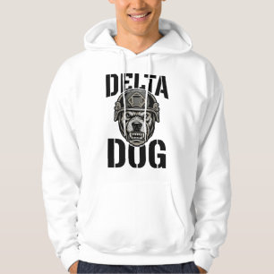 Delta Dog Bulldog Helmet Vintage Engraving Design_ Hoodie