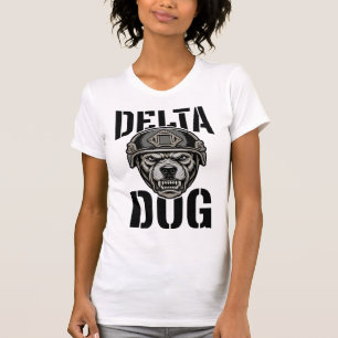 Delta Dog Bulldog Helmet Vintage Engraving Design_ T-Shirt